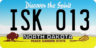 ND license plate ISK013