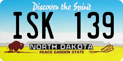 ND license plate ISK139