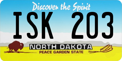 ND license plate ISK203