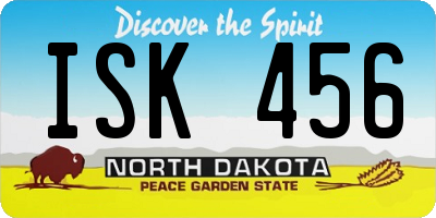 ND license plate ISK456