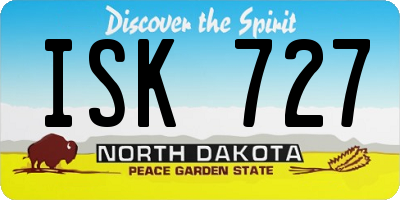 ND license plate ISK727