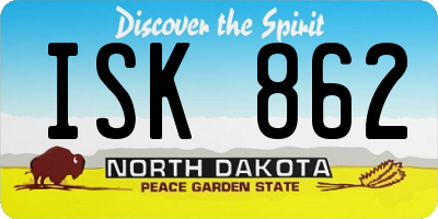 ND license plate ISK862