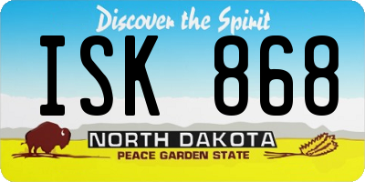 ND license plate ISK868