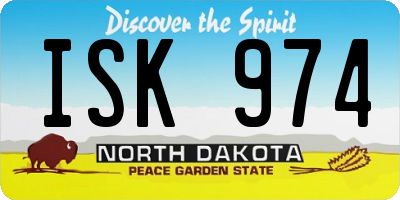 ND license plate ISK974