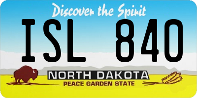 ND license plate ISL840