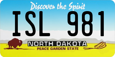 ND license plate ISL981