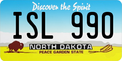 ND license plate ISL990