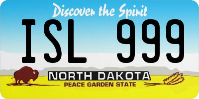 ND license plate ISL999