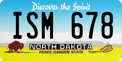 ND license plate ISM678