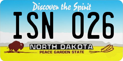 ND license plate ISN026