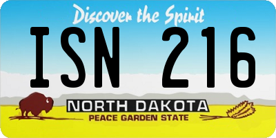 ND license plate ISN216