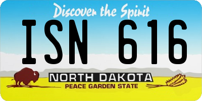 ND license plate ISN616