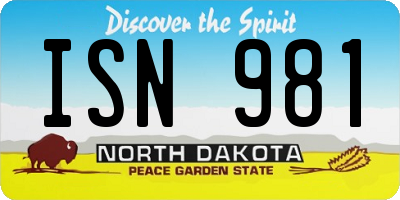 ND license plate ISN981