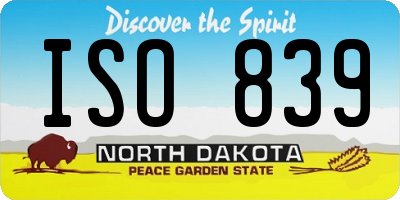 ND license plate ISO839