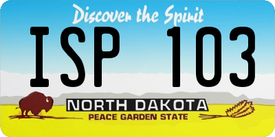 ND license plate ISP103