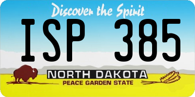ND license plate ISP385