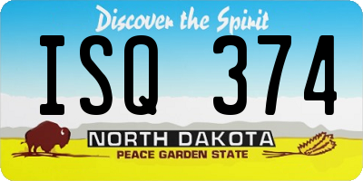ND license plate ISQ374