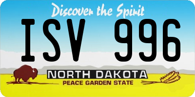 ND license plate ISV996