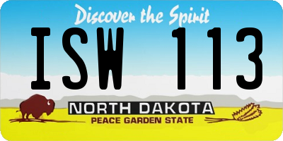 ND license plate ISW113