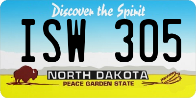 ND license plate ISW305