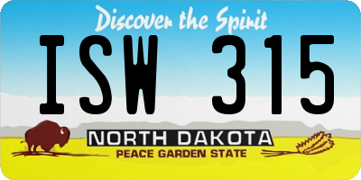 ND license plate ISW315