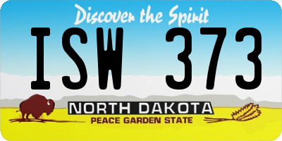 ND license plate ISW373