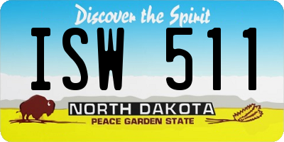 ND license plate ISW511