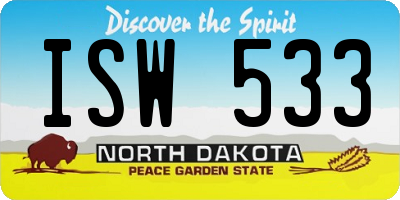 ND license plate ISW533
