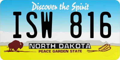 ND license plate ISW816