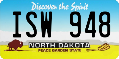 ND license plate ISW948