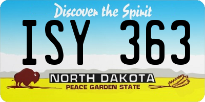 ND license plate ISY363