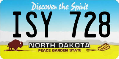 ND license plate ISY728