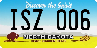 ND license plate ISZ006