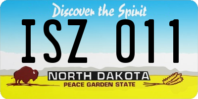 ND license plate ISZ011