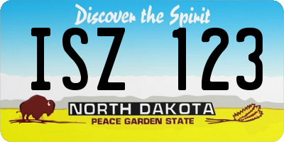 ND license plate ISZ123