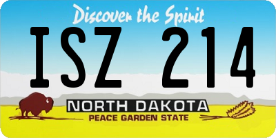 ND license plate ISZ214