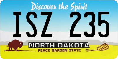 ND license plate ISZ235