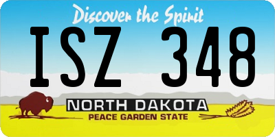 ND license plate ISZ348