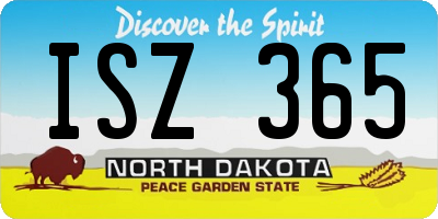 ND license plate ISZ365
