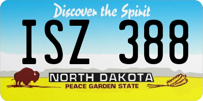 ND license plate ISZ388