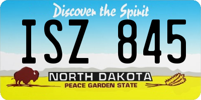 ND license plate ISZ845