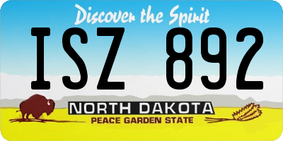 ND license plate ISZ892