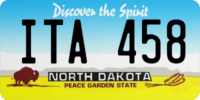 ND license plate ITA458