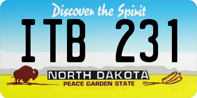 ND license plate ITB231