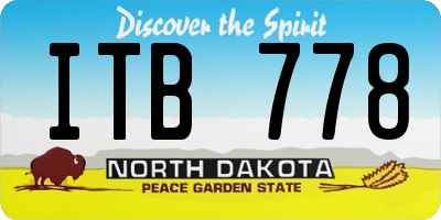 ND license plate ITB778