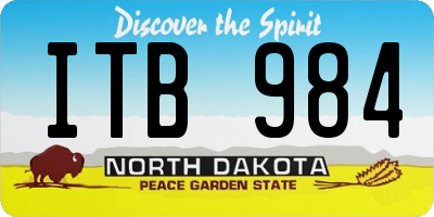 ND license plate ITB984