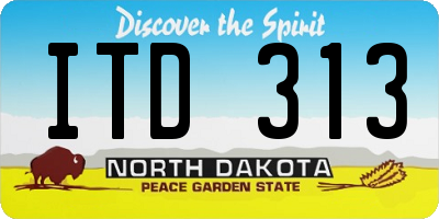 ND license plate ITD313