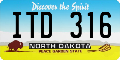 ND license plate ITD316