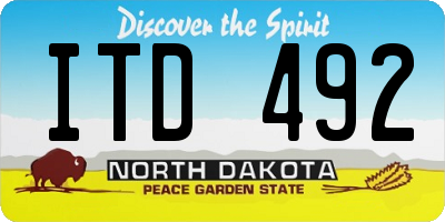 ND license plate ITD492