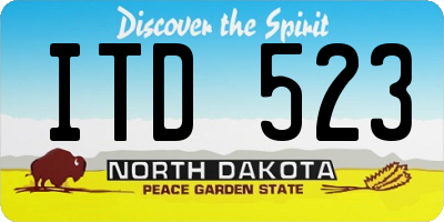ND license plate ITD523